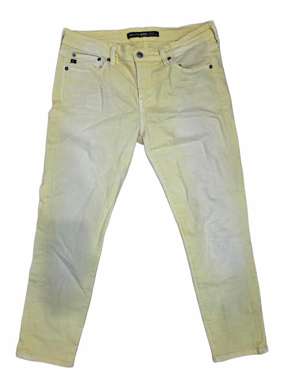 Big Star 1974 Alex Mid Rise Yellow Acid Wash Denim Jeans Pants